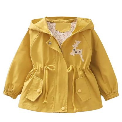 Amur Leopard Kids Girls Transition Jacket Windproof Coat Outdoor Windbreaker with Hood for Spring and Autumn 