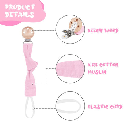 Vicloon Schnullerkette Baumwolle,3 Stück Schnullerkette Baby for Mädchen und Jungs,Baby Schnullerkette Clip Geschenk zum Baby -Bär