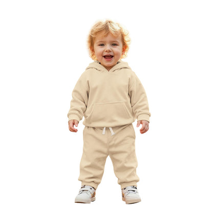 BOUTIKOME Baby Clothing Boys Girls Outfits Newborn Baby Clothing Hoodie and Trousers Two Piece Set with Hood Warm Soft Long Sleeve Shirt Plain Children's Hoodie 