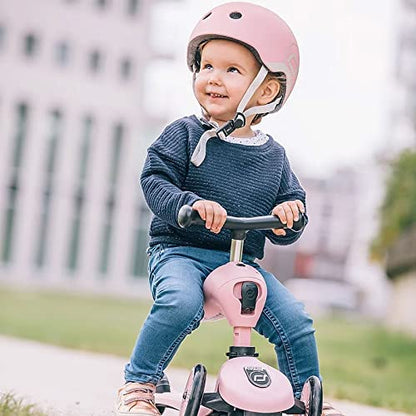 Scoot and Ride Babyhelm mit verstellbaren Trägern, Mattes Finish, Größen XXS, inklusive LED-Sicherheitslicht und weicher Fleece-Polsterung für zusätzlichen Schutz