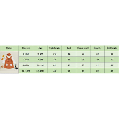Geagodelia Baby Girl Halloween Clothing Outfit Pumpkin Ghost Baby Clothing Set Body Top + Jumpsuit Dress Newborn Soft Baby Set