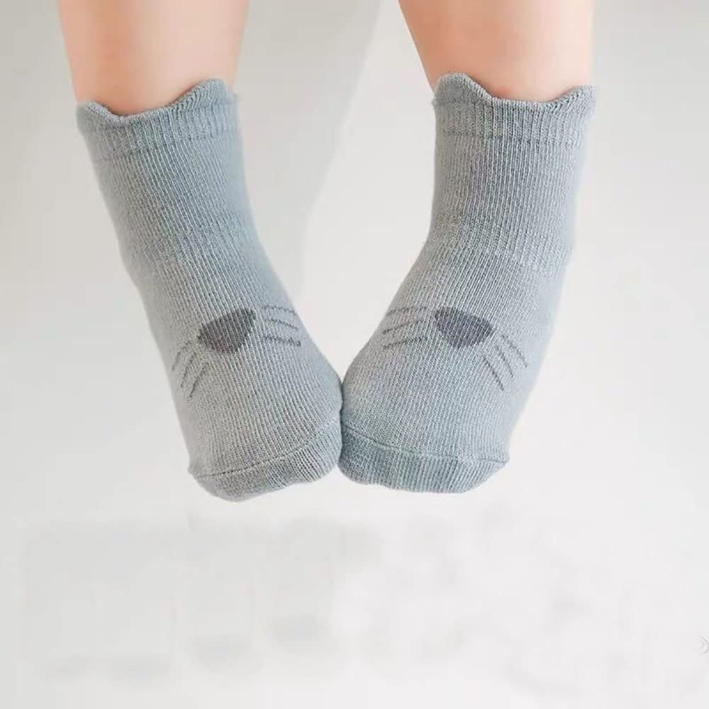 Pack of 5 Baby Toddler ABS Non-Slip Socks, Trainer Socks, Animal Motifs, Cotton