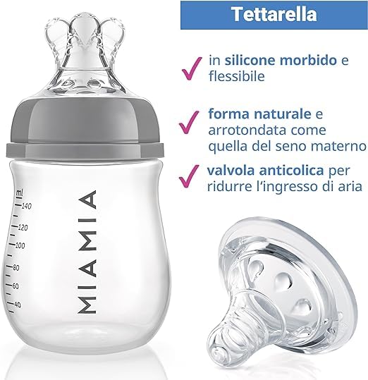 MiaMia 13-tlg. Babyflaschen Set – 6 Flaschen mit Silikon-Trinksaugern | Inkl. Milchpulverportionierer, Bürste & Abtropfständer | BPA-frei, Anti-Kolik & spülmaschinenfest | 2x 140 ml & 4x 260 ml - Meloni2