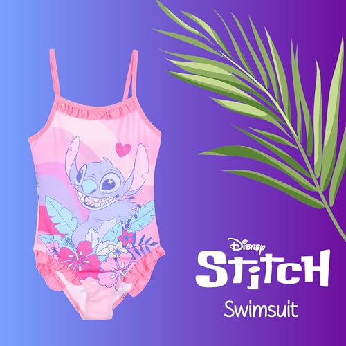 Disney Girls Stitch Swimsuit Rainbow One Piece Swimsuit for Girls Sizes 3 to 8 Years