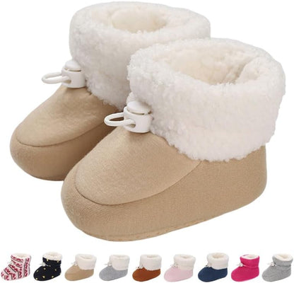Baby Winter Shoes Warm Baby Shoes Winter Non-Slip Adjustable Newborn Snow Shoes First Walking Shoes Lined Thermal Fleece Crawling Shoes Slippers Winter Boots 0-18 Months 