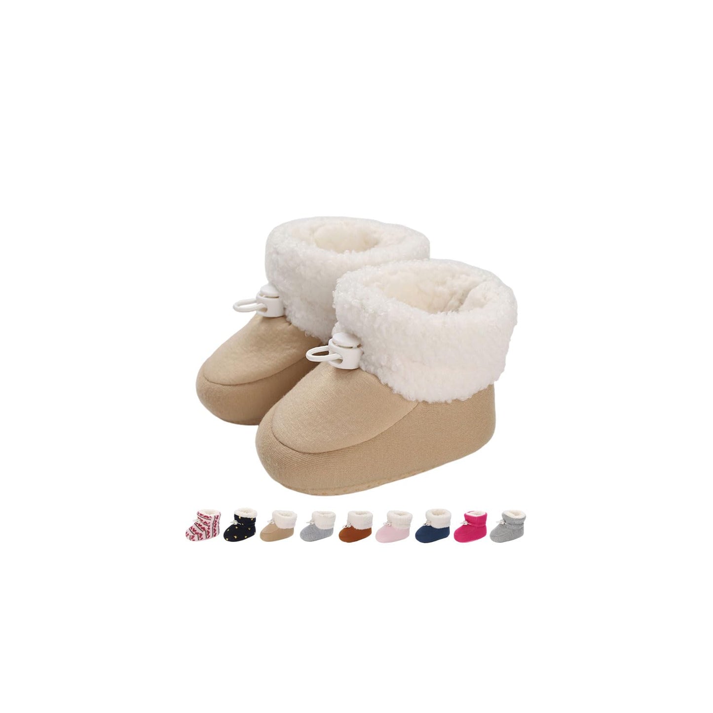 Baby Winter Shoes Warm Baby Shoes Winter Non-Slip Adjustable Newborn Snow Shoes First Walking Shoes Lined Thermal Fleece Crawling Shoes Slippers Winter Boots 0-18 Months