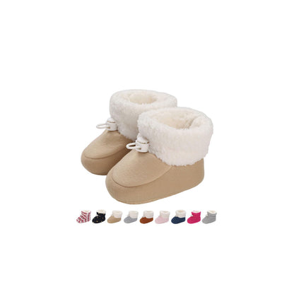 Baby Winter Shoes Warm Baby Shoes Winter Non-Slip Adjustable Newborn Snow Shoes First Walking Shoes Lined Thermal Fleece Crawling Shoes Slippers Winter Boots 0-18 Months