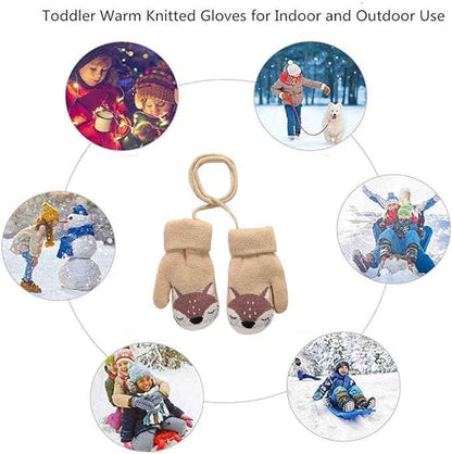 0-3 Jahre Baby Winter Handschuhe Kinder Gestrickte Fäustlinge Warme Fleece Gefütterte Handschuhe Fausthandschuh mit Schnur Outdoor Weich Winterhandschuhe Skihandschuhe Handwärmer für Jungen Mädchen
