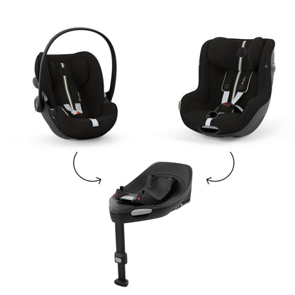 CYBEX Gold Babyschale Cloud G i-Size Comfort, Inkl. Neugeboreneneinlage, Ab Geburt bis ca. 24 Monate, Für Kinder ab 40 cm bis 87 cm, Max. 13 kg, Moon Black
