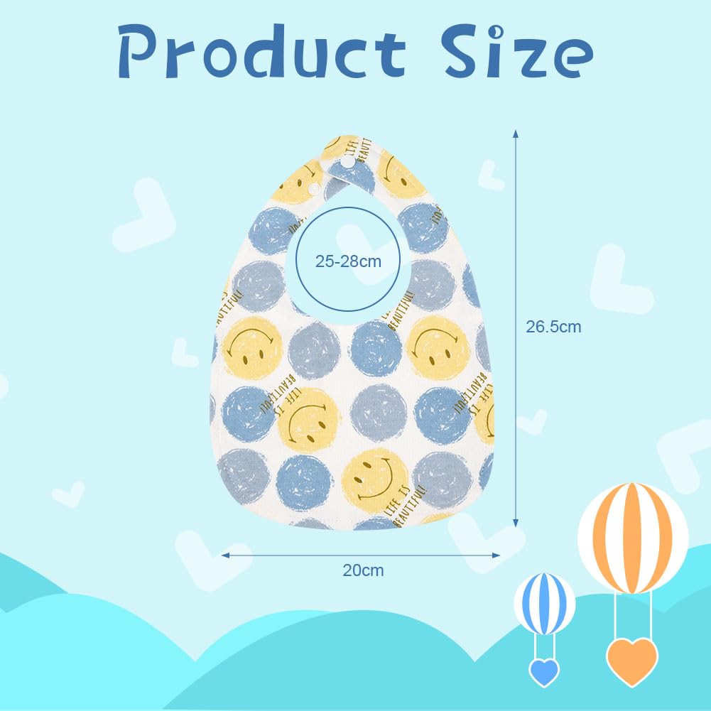 Vicloon Baby Bibs, 8 Pack Soft Absorbent and Waterproof Bibs Dribble Bibs Burp Cloths Baby with Snap Fastener for Baby Boys and Girls Toddlers 