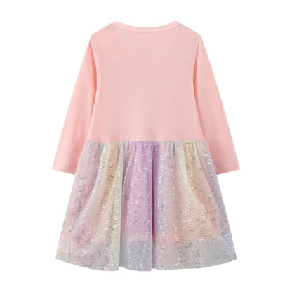 Baogaier Kleid Mädchen Pailletten Tüll Kleider Baumwolle Sommerkleid Sommer Frühling T-Shirt Tüllkleid Kinderkleid Gr. 92-122