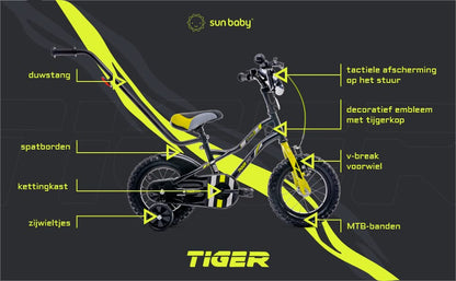 sun baby Jungenfahrrad Kinderfahrrad 14 und 16 Zoll Jungen Tiger Tracker Bike Leicht Stützräder mit Schubstange ab 2-6 Jahre BMX Fahrrad Kinder - Meloni2