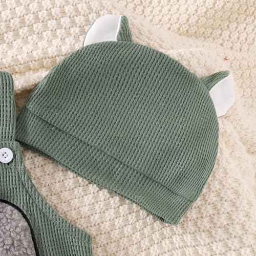 MAHUAOYIXI Toddler Baby Boys Outfits Newborn Baby Boys Clothing Embroidery Elephant Jumpsuits Dungarees Suspender Pants and Hat Infant Boys 2-Piece Clothing Set