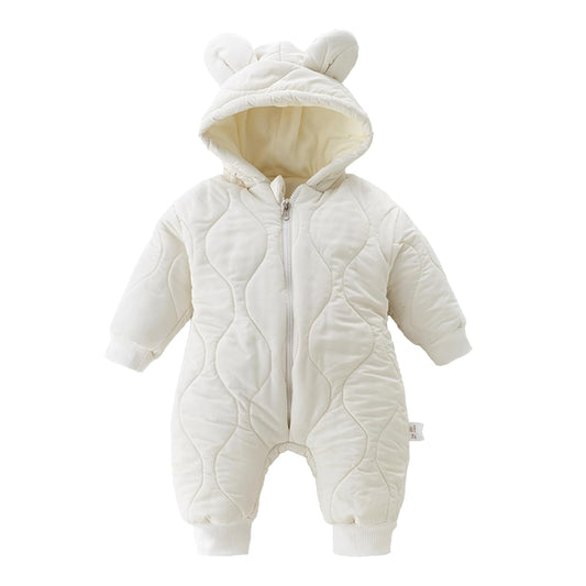 Minizone Baby Winter Jumpsuit with Hood, Romper Snowsuit Boys and Girls, Long-Sleeve Jumpsuit, Warm Outfits, Gift, 6-9 Months, 80 cm, Black