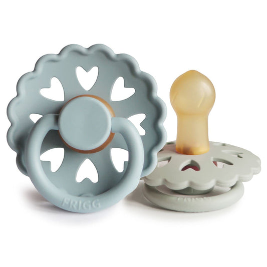 FRIGG Fairytale Schnuller 2 Packung | Latex Schnuller | BPA-Frei | Hergestellt in Dänemark | Symmetrischer Sauger in Kirschform (Twilight Mauve/Primrose, Größe 1 (0-6 Monate))