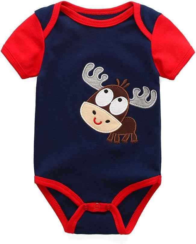 Kiddiezoom Baby Boys Pack of 3 Short-Sleeved Bodysuit Organic Onesies