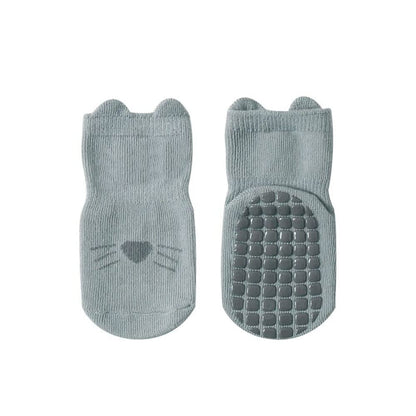 Pack of 5 Baby Toddler ABS Non-Slip Socks, Trainer Socks, Animal Motifs, Cotton