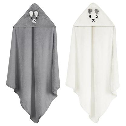 Aolso Hooded Towel Baby, 80 x 80 cm Baby Towel Hood, Baby Wash Cloth, Coral Fleece Baby Towel with Hood for Newborns, Soft and Super Absorbent, Unisex (Grey Elephant)
