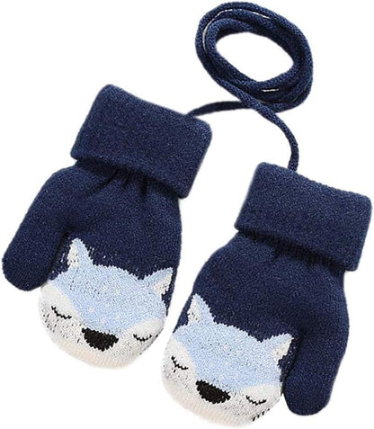0-3 Jahre Baby Winter Handschuhe Kinder Gestrickte Fäustlinge Warme Fleece Gefütterte Handschuhe Fausthandschuh mit Schnur Outdoor Weich Winterhandschuhe Skihandschuhe Handwärmer für Jungen Mädchen