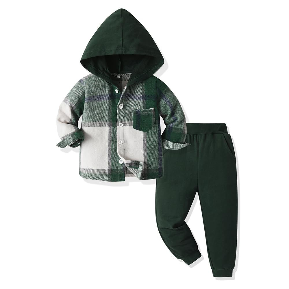 Kleinkind Baby Jungen Kleidung Outfit 2 Stück Baumwolle Plaid Junge Hoodies Shirt Tops Hosen Set Kleine Jungen Anzug Kinder Trainingsanzug Frühling Herbst Kleidung Set
