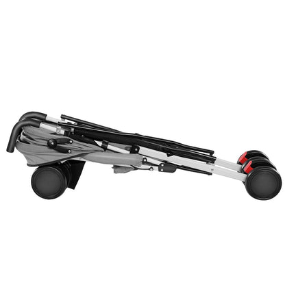 Buggy für Babys, ultraleicht, kompakt, faltbar und neigbar, von Geburt bis 25 kg, mit Trolley-System, Regenschutz inklusive, ausziehbarer Haube, C-schwarz