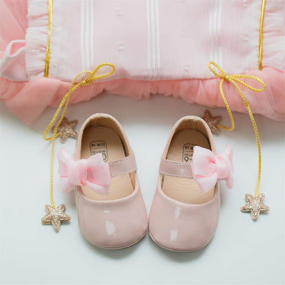 Sonsage Babyschuhe Mädchen Bowknot Mary Jane mit rutschfester Sohle für Hochzeiten und ersten Gehversuche
