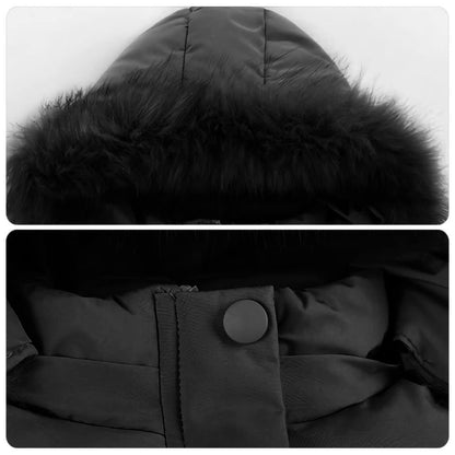 Amur Leopard Kinder Winterjacke Mädchen Wintermantel mit Kapuze Warm Winter Jacke Steppjacke Kinderjacke