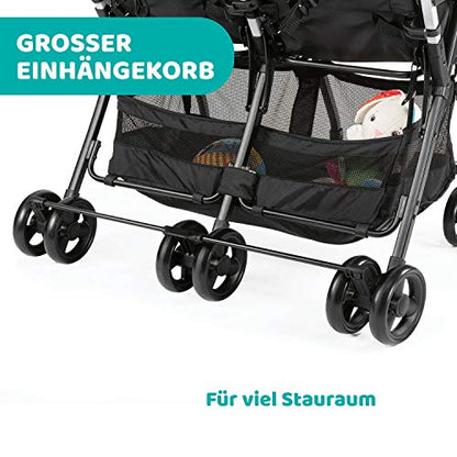 Chicco OHlalà Twin Twin Pushchair from Birth to 15 kg, Pram for Twins and Siblings, Adjustable Foldable Twin Buggy, Rain Cover and Extendable Hood