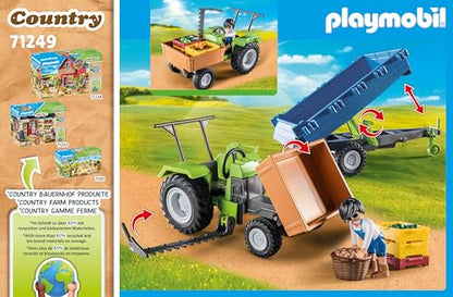 PLAYMOBIL Country 71442 Traktor mit Anhänger und Wassertank, frische Ernte auf dem Bauernhof, spielerisches Lernen über die Umwelt, nachhaltiges Spielzeug für Kinder ab 4 Jahren