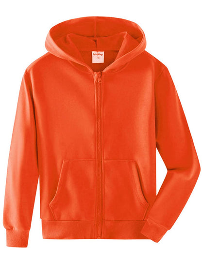 Spring&Gege Jungen Hoodie Sweatjacke Basic Einfarbig Baumwoll Kapuzenjacke für Kinder（3-12 Jahre）