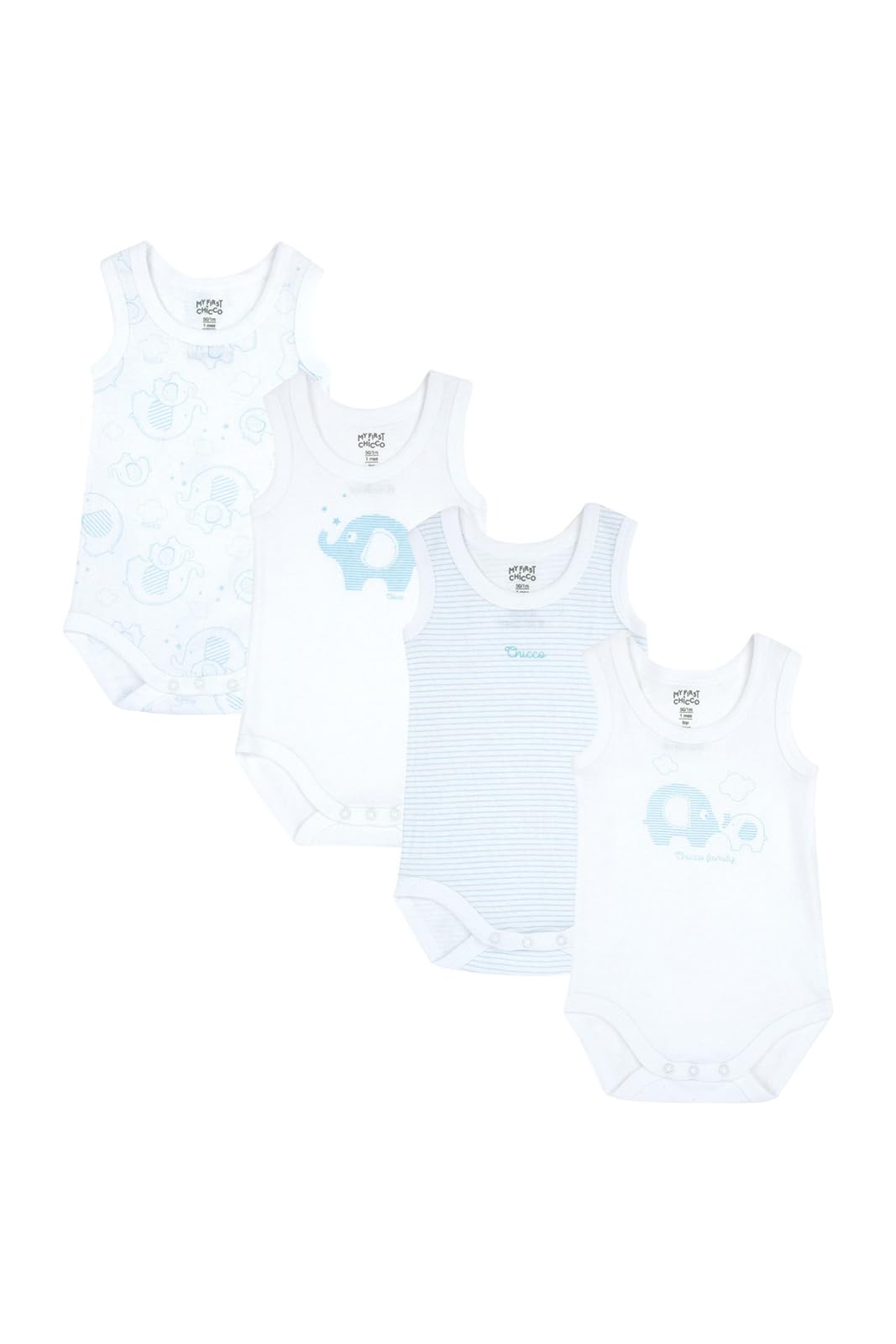Chicco Unisex Baby Set Ärmellos Bodys aus Baumwolle Body (4er Pack)
