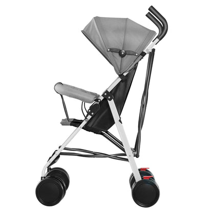 Buggy für Babys, ultraleicht, kompakt, faltbar und neigbar, von Geburt bis 25 kg, mit Trolley-System, Regenschutz inklusive, ausziehbarer Haube, C-schwarz