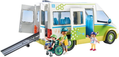 PLAYMOBIL City Life 71329 Schulbus, Großer Schulbus mit Schiebetür, Faltbare Rampe für den Rollstuhl und Platz für 5 Figuren, Spielzeug für Kinder ab 4 Jahren