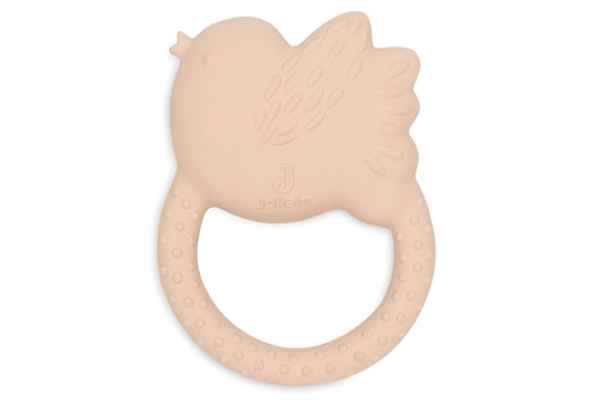Jollein Naturkautschuk Beißring Baby - Lovely Birds - Baby Greifling - Zahnungshilfe - Schadstofffrei und BPA-Frei - Baby Spielzeug