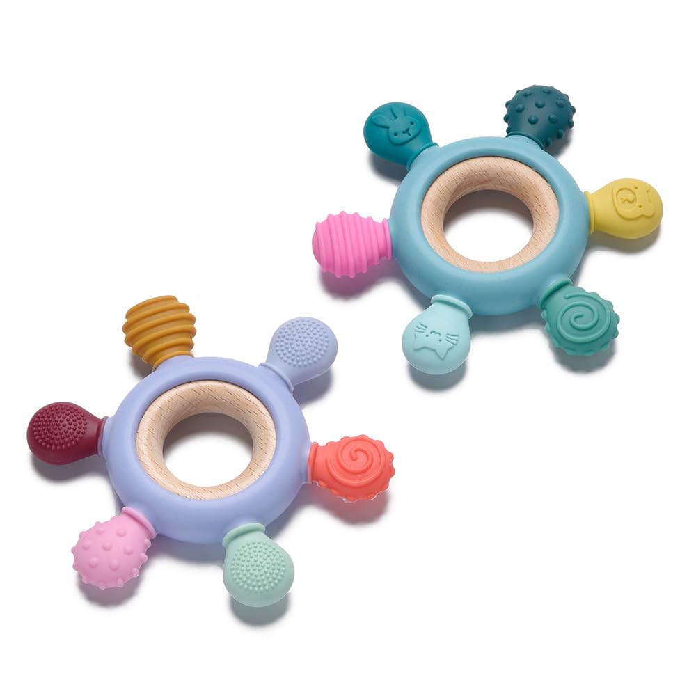 Beißring für Babys, Baby Zahnen Spielzeug aus Silikon, Ruder Greifling Beißspielzeug, BPA-frei Zahnen Nursing Zubehör für 3-6 6-12 Monate Kleinkinder, mädchen Junge Geschenk(Ruder B)