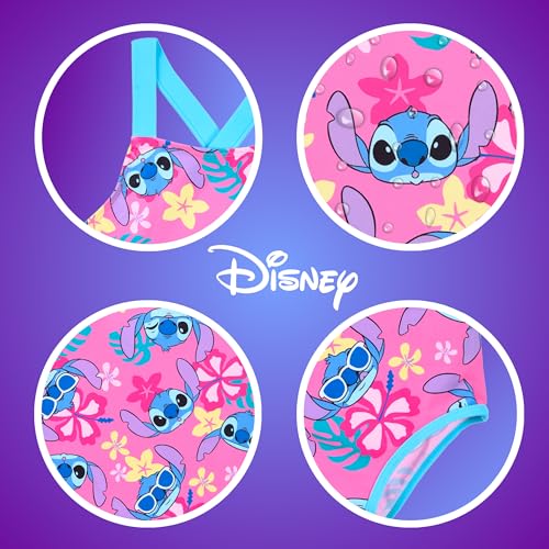 Disney Stitch Badeanzug für Mädchen, Tropisches Design Einteiliger Badeanzug, Größen 3 bis 8 Jahre