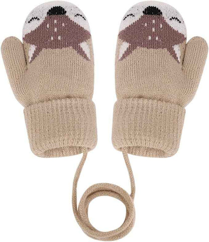 0-3 Jahre Baby Winter Handschuhe Kinder Gestrickte Fäustlinge Warme Fleece Gefütterte Handschuhe Fausthandschuh mit Schnur Outdoor Weich Winterhandschuhe Skihandschuhe Handwärmer für Jungen Mädchen