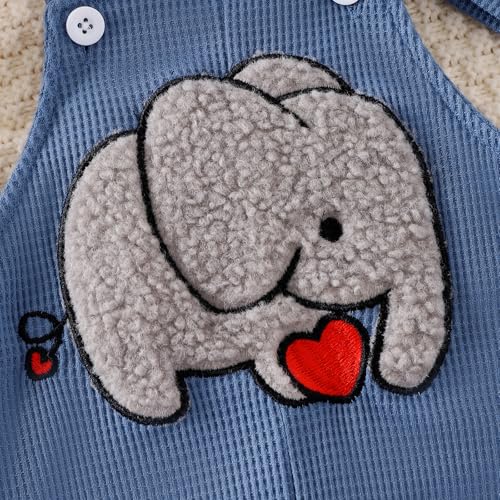 Kleinkind Baby Jungen Outfits Neugeborenes Baby Jungen Kleidung Stickerei Elefant Overalls Latzhose Hosenträger Hosen und Hut Kleinkinder Jungen 2-teiliges Kleidungset