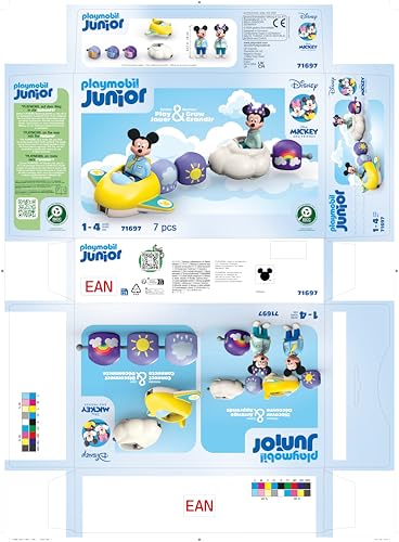 PLAYMOBIL JUNIOR | Disney | Micky Maus & Minnie Maus | Wolkenflug | nachhaltiges Spielzeug für Kinder ab 1 Jahr | 71697