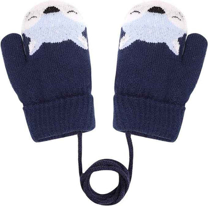 0-3 Jahre Baby Winter Handschuhe Kinder Gestrickte Fäustlinge Warme Fleece Gefütterte Handschuhe Fausthandschuh mit Schnur Outdoor Weich Winterhandschuhe Skihandschuhe Handwärmer für Jungen Mädchen