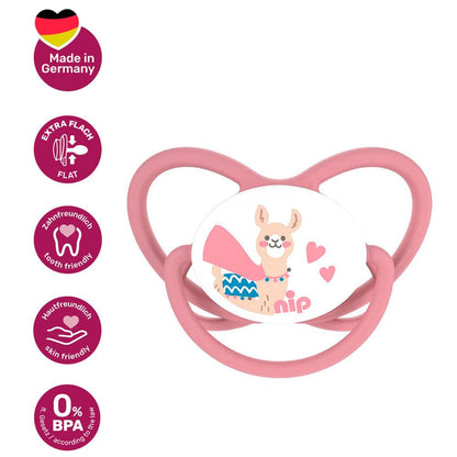 NIP Butterfly Spar-Set Schnuller Butterfly 4er Pack, Größe 1 (0-6 Monate) beige/rose, Extra flaches und weiches Saugteil aus Silikon, Kiefergerecht und Stillfreundlich