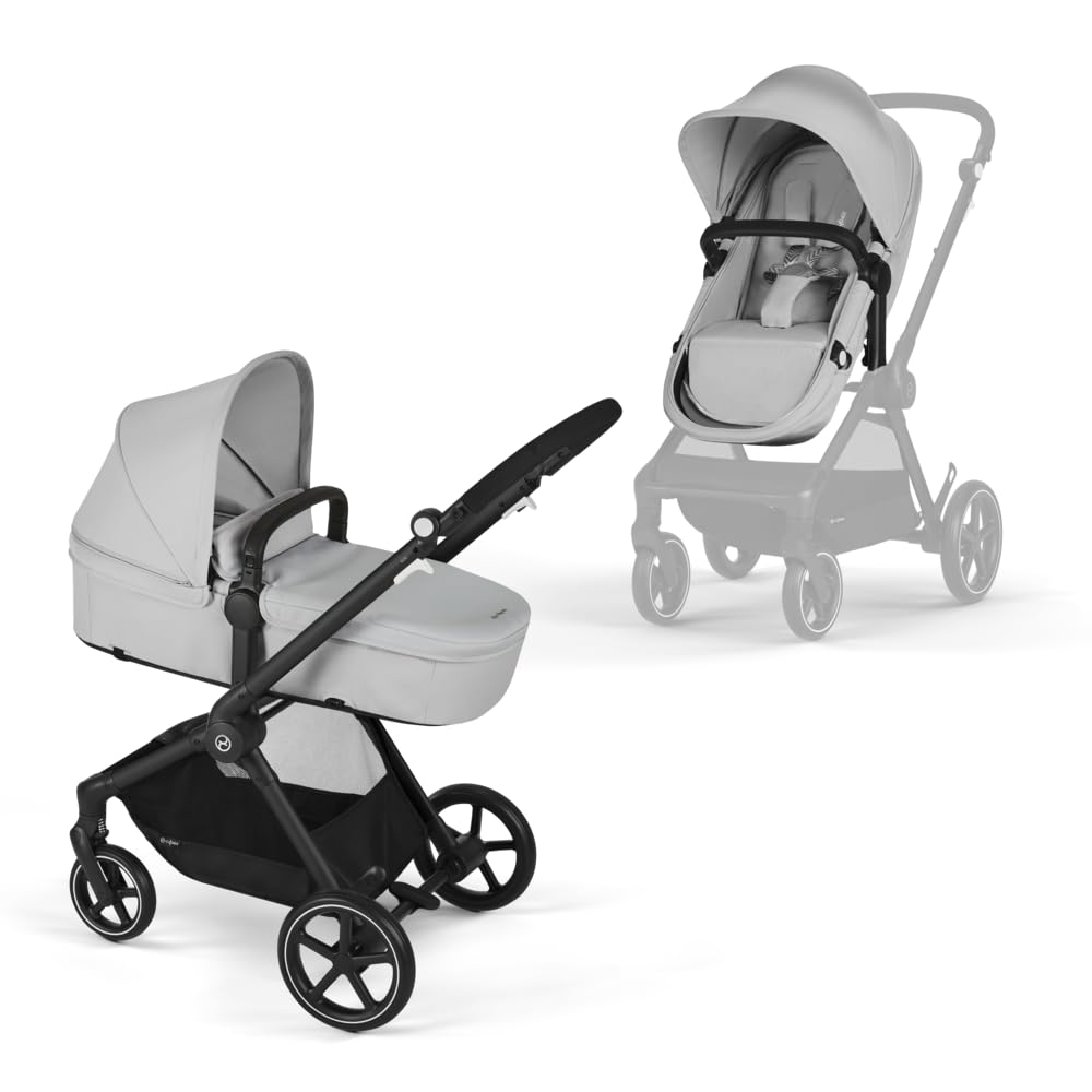 CYBEX Gold Kinderwagen EOS 2-in-1, Reisesystem, Ab Geburt bis 22 kg (ca. 4 Jahre), Lava Grey