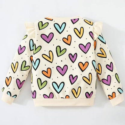 Mädchen Herz Pullover Baumwolle Kinder Valentinstag Sweatshirt Crew Neck Langarm Winter Kleidung Tops 2-7 Jahre