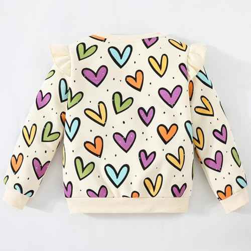 Balkorith Girls' Heart Pullover Cotton Children's Valentine's Day Sweatshirt Crew Neck Long Sleeve Winter Clothing Tops 2-7 Years