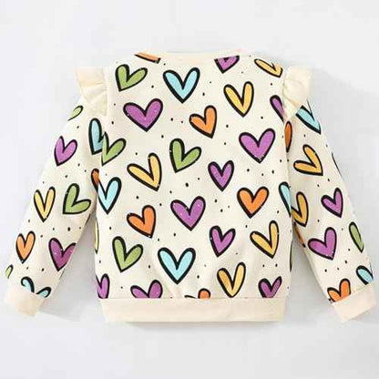 Balkorith Girls' Heart Pullover Cotton Children's Valentine's Day Sweatshirt Crew Neck Long Sleeve Winter Clothing Tops 2-7 Years