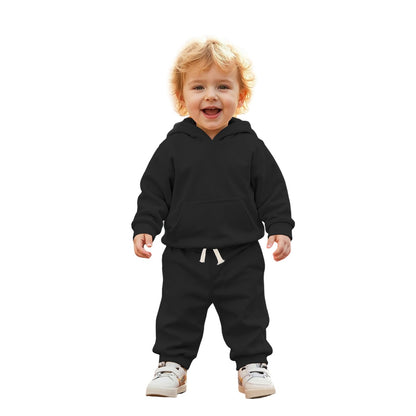 BOUTIKOME Baby Clothing Boys Girls Outfits Newborn Baby Clothing Hoodie and Trousers Two Piece Set with Hood Warm Soft Long Sleeve Shirt Plain Children's Hoodie 
