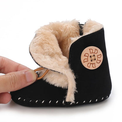 Baby Winter Warm Snow Boots Newborn Baby Girls Boys Soft Sole Buttons Fleece Boots Infant Toddler First Walker Shoes