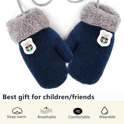 AVJERA 1-3 Jahre Baby Winter Handschuhe Kinder Gestrickte Fäustlinge Warm Verdickte Kinderhandsche Fausthandschuh mit Schnur Outdoor Weich Winterhandschuhe Skihandschuhe Handwärmer für Jungen Mädchen