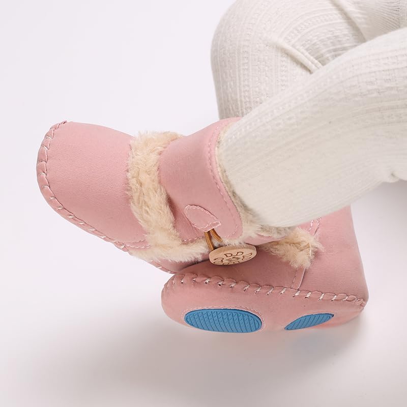 Baby Winter Warm Snow Boots Newborn Baby Girls Boys Soft Sole Buttons Fleece Boots Infant Toddler First Walker Shoes