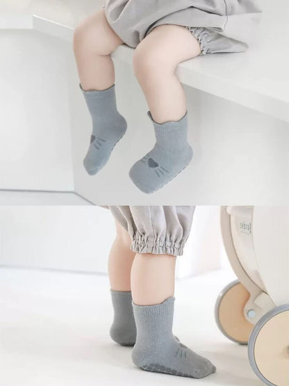 Pack of 5 Baby Toddler ABS Non-Slip Socks, Trainer Socks, Animal Motifs, Cotton
